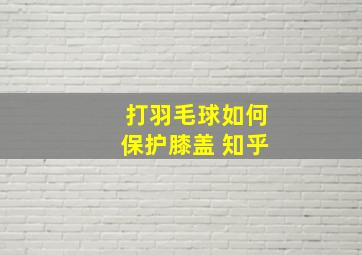 打羽毛球如何保护膝盖 知乎